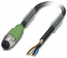 Sensor actuator cable, M12-cable plug, straight to open end, 4 pole, 1.5 m, PUR, black, 4 A, 1682715