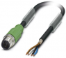 Sensor actuator cable, M12-cable plug, straight to open end, 4 pole, 3 m, PUR, black, 4 A, 1682618