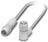 Sensor actuator cable, M12-cable plug, straight to M12-cable socket, angled, 4 pole, 3 m, PP-EPDM, gray, 4 A, 1404031