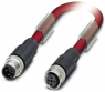 Sensor actuator cable, M12-cable plug, straight to M12-cable socket, straight, 4 pole, 2 m, PVC, red, 4 A, 1558438