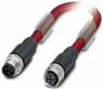 Sensor actuator cable, M12-cable plug, straight to M12-cable socket, straight, 4 pole, 5 m, PVC, red, 4 A, 1558441