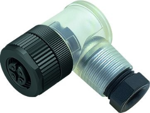 Jack, M12, 4 pole, screw connection, screw locking, angled, 99 0430 20 04