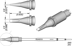 Soldering tip, Chisel shaped, (T x W) 0.8 x 16 mm, R245019