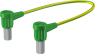 POAG connection cable with (POAG socket, spring-loaded, angled) to (POAG socket, spring-loaded, angled), 3 m, green/yellow, PVC, 4.0 mm²