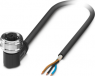 Sensor actuator cable, M12-cable socket, angled to open end, 3 pole, 1.5 m, PUR, black gray, 4 A, 1476786
