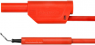 Measuring lead with (spring clamp, straight) to (4 mm plug, spring-loaded, straight), 500 mm, red, PVC, 1.0 mm², CAT II