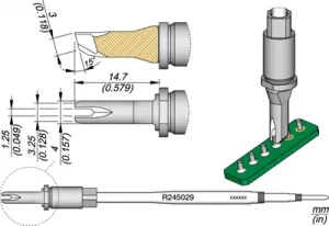 Soldering tip, Special form, Ø 1.25 mm, (T x W) 3 x 14.7 mm, R245029