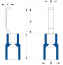 Insulated pin cable lug, 1.5-2.5 mm², 4.6 mm, blue