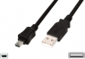 USB 2.0 Adapter cable, USB plug type A to mini USB plug type B, 1 m, black