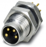 Plug, M8, 4 pole, solder pins, screw locking, straight, 1694347