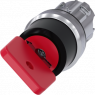 Key switch O.M.R, unlit, groping, waistband round, red, 45°, trigger position 0, mounting Ø 22.3 mm, 3SU1050-4FC01-0AA0