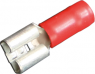 Insulated flat plug sleeve, 2.8 x 0.8 mm, 0.5 to 1.0 mm², AWG 22 to 18, brass, tin-plated, red, 35414.000.000