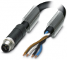 Sensor actuator cable, M12-cable plug, straight to open end, 4 pole, 2 m, PVC, black, 12 A, 1089953