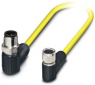 Sensor actuator cable, M12-cable plug, angled to M8-cable socket, angled, 3 pole, 1.5 m, PVC, yellow, 4 A, 1406028