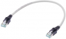 Patch cable, RJ45 plug, straight to RJ45 plug, straight, Cat 6A, PUR, 0.3 m, gray