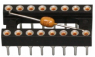 IC sockets with capacitor, 14 pole, pitch 2.54 mm (7.62 mm), copper alloy, gold plated for DIL-IC