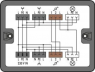 Distribution box, Two-way circuit, 1 input, 7 outputs, Cod. A, S, MIDI, black