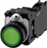 Pushbutton, green, illuminated  (green), mounting Ø 22.3 mm, IP20/IP66/IP67/IP69/IP69K, 3SU1102-0AB40-3FA0
