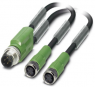 Sensor actuator cable, M12-cable plug, straight to M8-cable socket, straight, 3 pole, 3 m, PUR, black, 4 A, 1671360