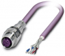 Sensor actuator cable, M12-cable socket, straight to open end, 5 pole, 0.5 m, PUR, purple, 4 A, 1525678