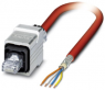 Sensor actuator cable, RJ45-cable plug, straight to open end, 4 pole, 5 m, PVC, red, 1419174