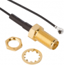 Coaxial Cable, RP-SMA jack (straight) to AMC plug (angled), 50 Ω, 1.32 mm micro cable, grommet black, 100 mm, 336314-13-0100