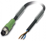 Sensor actuator cable, M8-cable plug, straight to open end, 3 pole, 1.5 m, PUR, black, 4 A, 1681664