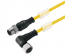 Sensor actuator cable, M12-cable plug, straight to M12-cable socket, angled, 3 pole, 1.5 m, PUR, yellow, 4 A, 1093040150