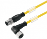 Sensor actuator cable, M12-cable plug, straight to M12-cable socket, angled, 5 pole, 1.5 m, PUR, yellow, 4 A, 1093080150