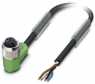 Sensor actuator cable, M12-cable socket, angled to open end, 4 pole, 5 m, PUR, black, 4 A, 1668247