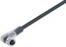 Sensor actuator cable, M8-cable socket, angled to open end, 3 pole, 2 m, PUR, black, 4 A, 77 3608 0000 50003-0200