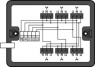 Distribution box, 3-ph to 1-ph current 400V, 230V, 1 input, 6 outputs, Cod. A, MIDI, black