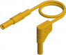 Measuring lead with (4 mm plug, spring-loaded, straight) to (4 mm plug, spring-loaded, angled), 0.25 m, yellow, PVC, 2.5 mm², CAT III