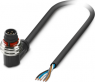 Sensor actuator cable, M12-cable plug, angled to open end, 5 pole, 1.5 m, PUR, black gray, 4 A, 1395742