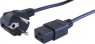 Device connection line, Europe, plug type E + F, angled on C19 jack, straight, H05Z1Z1-F3G1.5mm², black, 3 m