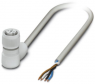 Sensor actuator cable, M12-cable socket, angled to open end, 4 pole, 3 m, PP-EPDM, gray, 4 A, 1404015
