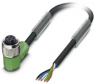 Sensor actuator cable, M12-cable socket, angled to open end, 5 pole, 10 m, PVC, black, 4 A, 1415689