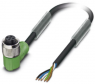 Sensor actuator cable, M12-cable socket, angled to open end, 5 pole, 3 m, PVC, black, 4 A, 1415687