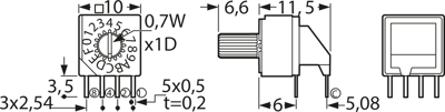 S-1111A (P) Nidec Copal Slide Switches and Coding Switches Image 2