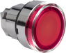 Pushbutton, illuminable, groping, waistband round, red, front ring silver, mounting Ø 22 mm, ZB4BW343S