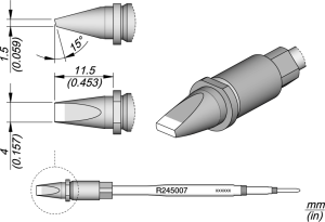 Soldering tip, Chisel shaped, (T x W) 1.5 x 11.5 mm, R245007