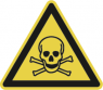 Warning sign, symbol: skull, Ø 100 mm, plastic, 022.01-9-100-W1