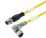 Sensor actuator cable, M12-cable plug, straight to M12-cable socket, angled, 4 pole, 1.5 m, PUR, yellow, 4 A, 1093060150