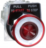 Mushroom pushbutton, unlit, latching, 1 Form C (NO/NC), waistband round, red, front ring silver, mounting Ø 30 mm, 9001KR9RH13