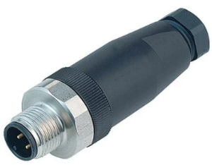 Plug, M12, 4 pole, screw connection, screw locking, straight, 99 0429 282 04