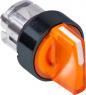 Selector switch, illuminable, groping, waistband round, orange, front ring black, 3 x 45°, mounting Ø 22 mm, ZB4BK15537