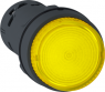Pushbutton, illuminable, latching, 1 Form A (N/O), waistband round, yellow, front ring black, mounting Ø 22 mm, XB7NJ08B1