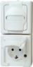 Surface mount german schuko-style socket, white, 16 A/250 V, Germany, 131402009