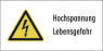 Warning sign, text: "Hochspannung Lebensgefahr", (W) 131 mm, plastic, 083.09-9-Q