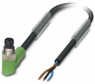 Sensor actuator cable, M8-cable plug, angled to open end, 3 pole, 3 m, PUR, black, 4 A, 1681703